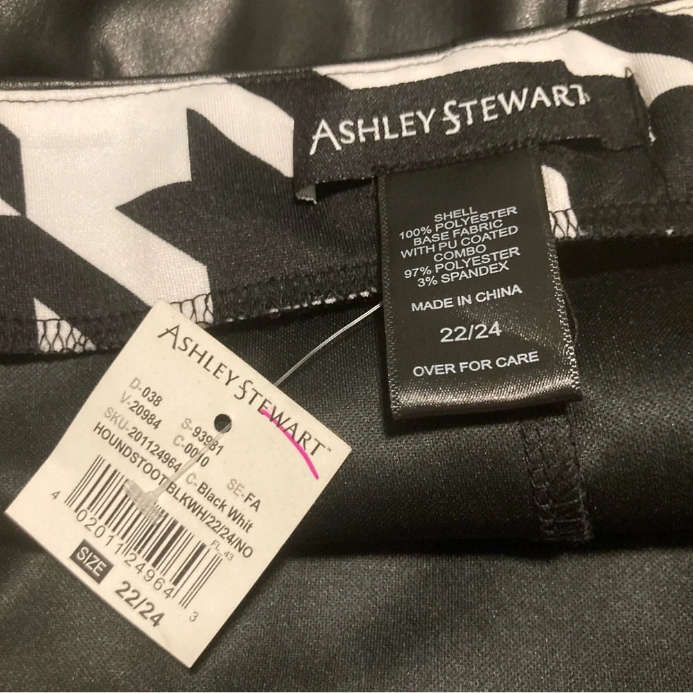 *NWT* Ashley Stewart Black & White Pleather/Fabric Skirt, Sz 22-24, fits 3X, NEW - Picture 10 of 13